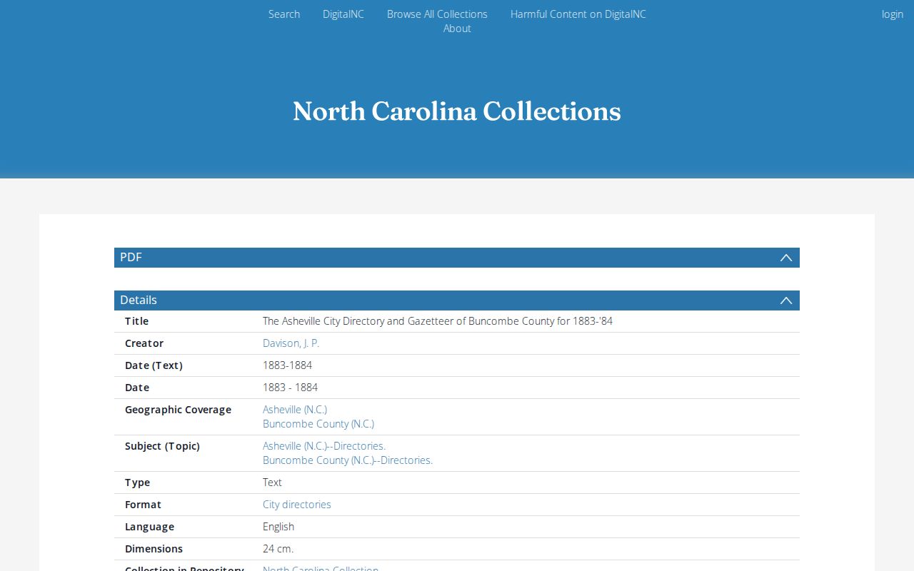 Asheville city directory 1883-84 DigitalNC collection