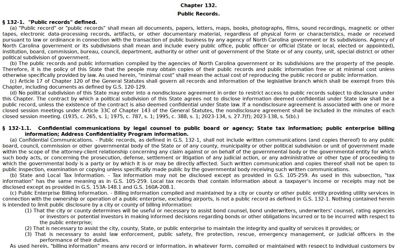 Asheville residents directory North Carolina public records statute