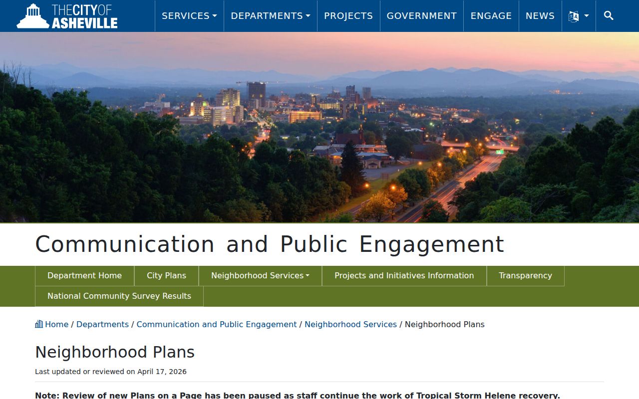 Asheville neighbors neighborhood plans resource