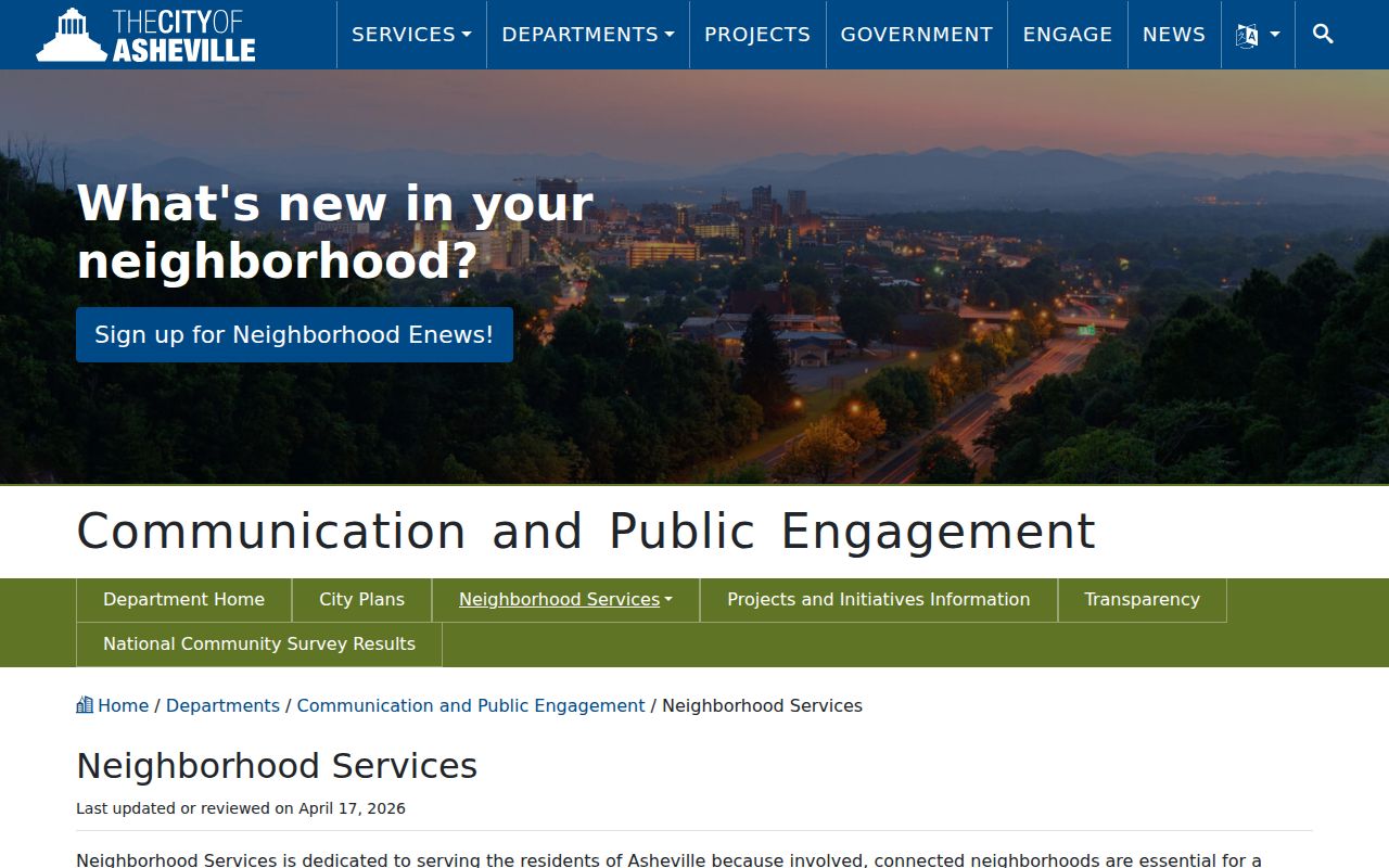 Asheville neighbors registered neighborhood organizations