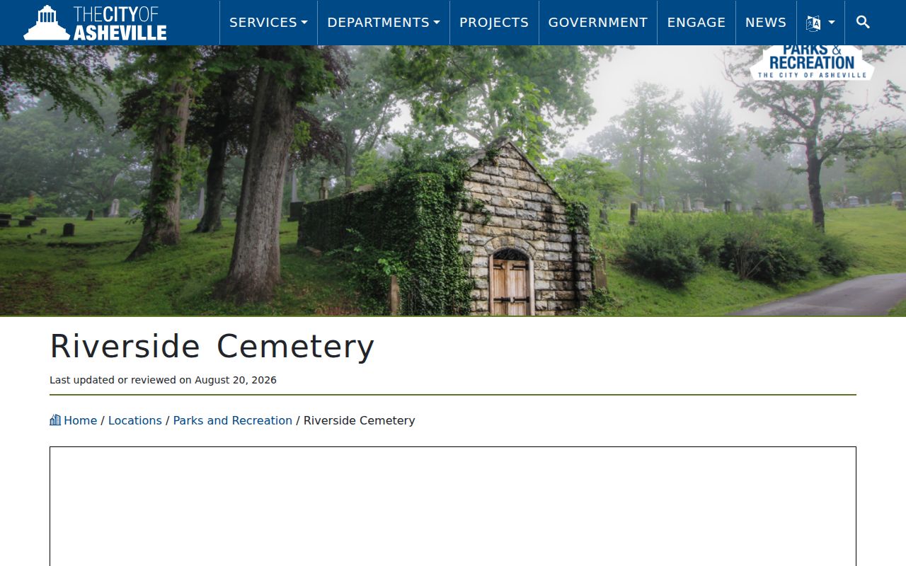 Asheville previous residents Riverside Cemetery research information