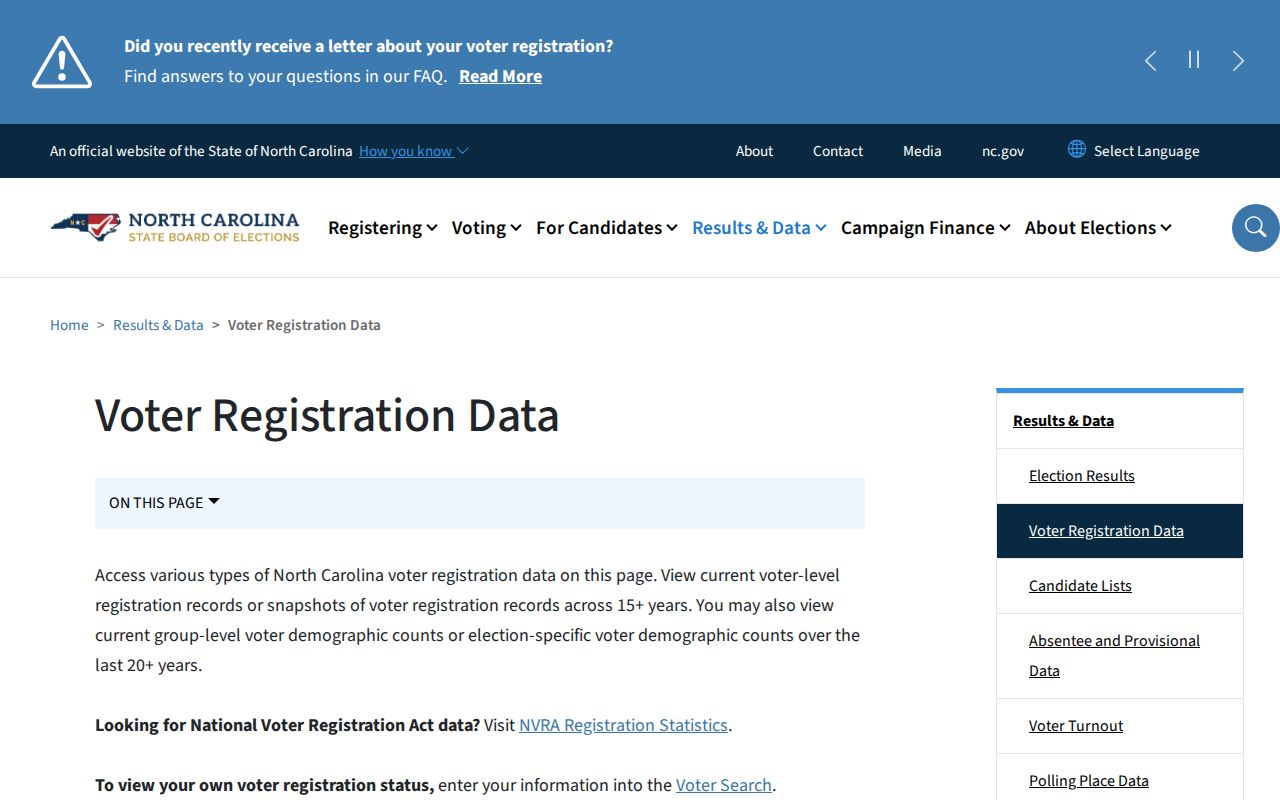 Asheville resident lookup view of North Carolina voter-registration data